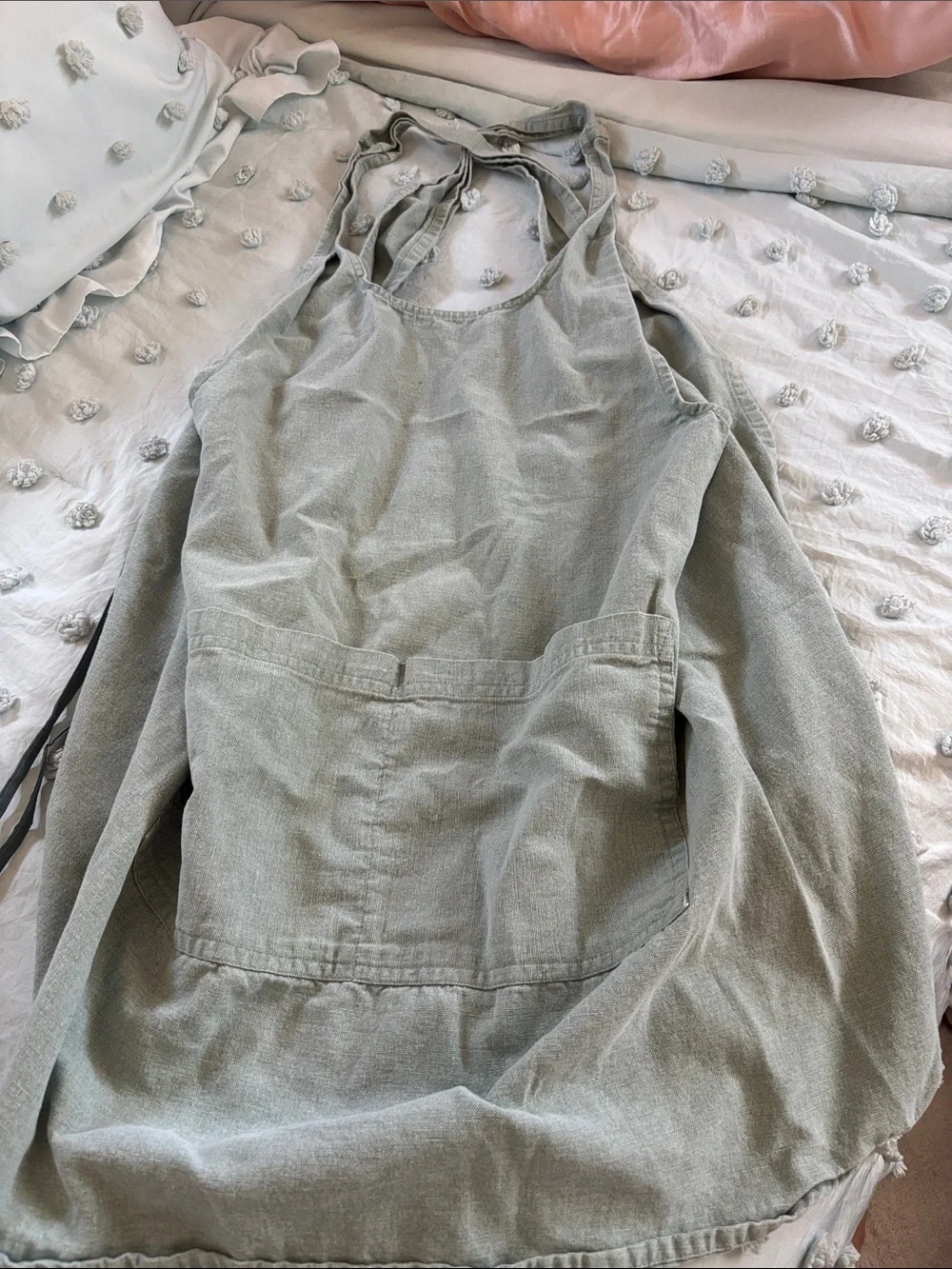 Everyday Sage Green Linen Apron with Adjustable Ties